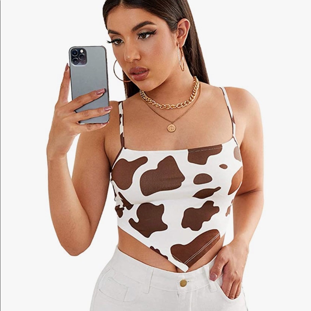 Brown Cow Print Tank Top